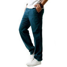 Men Summer Linen Cotton Casual Pants Solid Thin Fitness Sweatpants Straight Trousers Plus Size 5XL  -MX8