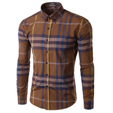 Mens Casual Long-Sleeved Plaid Shirts