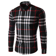 Mens Casual Long-Sleeved Plaid Shirts