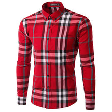 Mens Casual Long-Sleeved Plaid Shirts