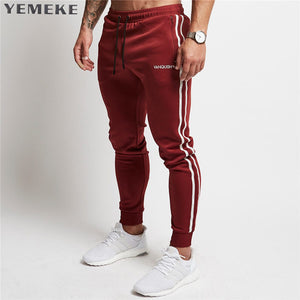 2017 Men's Jogger Pants Cotton Male Bodybuilding Fitness Pants Casual Black Wine red Trousers Sweatpants For Man