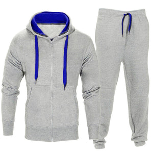 Men's Stretchy Trousers And Hooded Coat Jacket - Sweat Suit