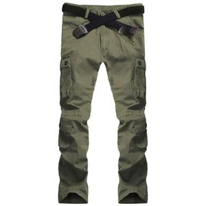 Men Military Army Camouflage Cargo Casul Pants New Brand  2018 Zipper Multi-Pocket Overalls Leisure Trousers Army Green 34-38