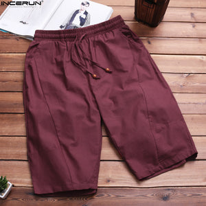 INCERUN Hip-Hop Pants Men Casual Streetwear Pants Men Wide Crotch Linen Harem Pants Loose Mens Joggers Pants Solid Trousers