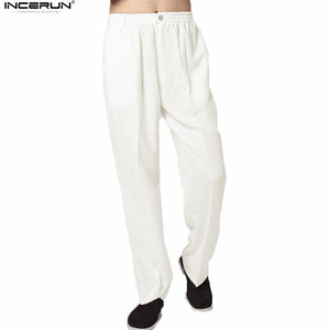 Hot Sale Solid Casual Cotton Linen Pants Men Chinese Traditional Style Kung Fu Pants Mens pantalon lin homme Size Joggers S-XXL