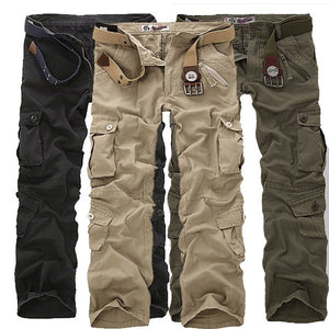 2018 Fashion Cotton Men Military Long Cargo Overall Multi-pocket Pants Work Trousers Men Baggy Sweatpants Plus Size 46 44 42 40