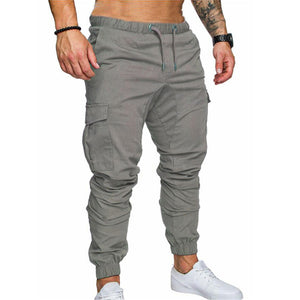 Military Style Men's Cargo Pants Slim Fitness Tactical Pants Joggers Casual Skinny Pants Multi Pockets Elastic Waist 3XL Khaki